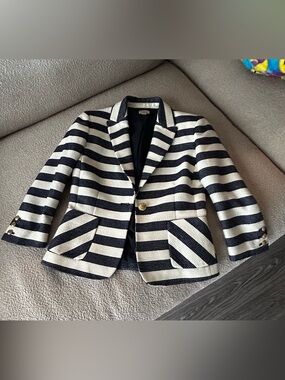 Cremieux Striped Navy & White Tailored Women's Blazer size 2